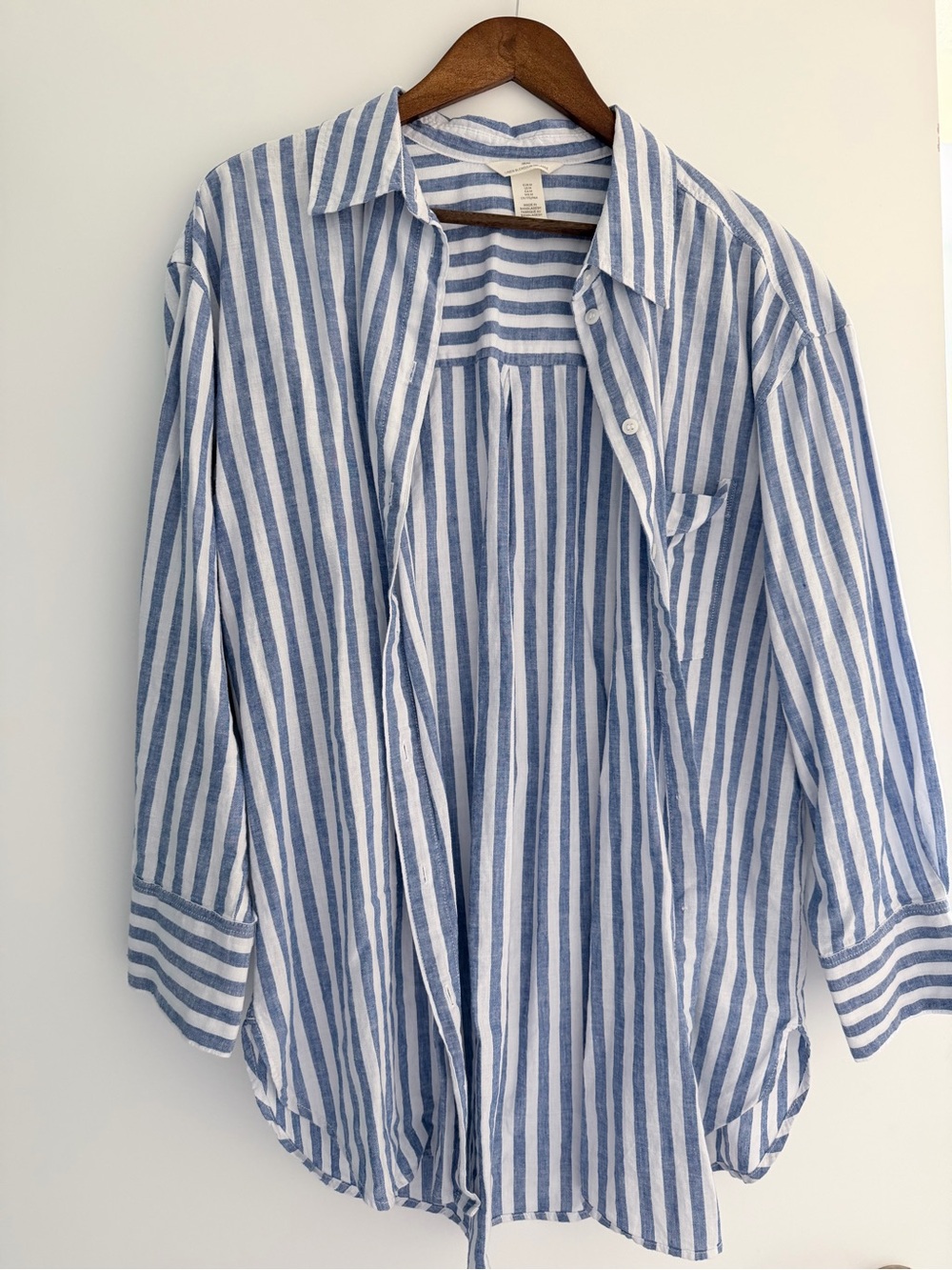 H&M Blue and White Striped Button-Down Shirt